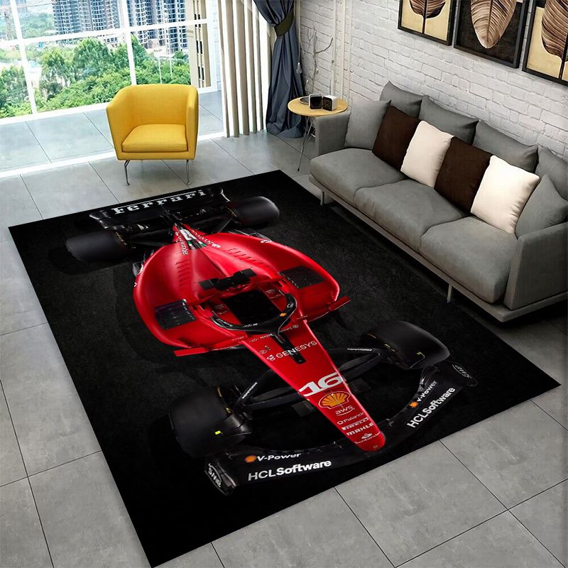 Kids Outdoor Mat - 레트로 F-Ferrarii 레이싱 카 모토 논슬립