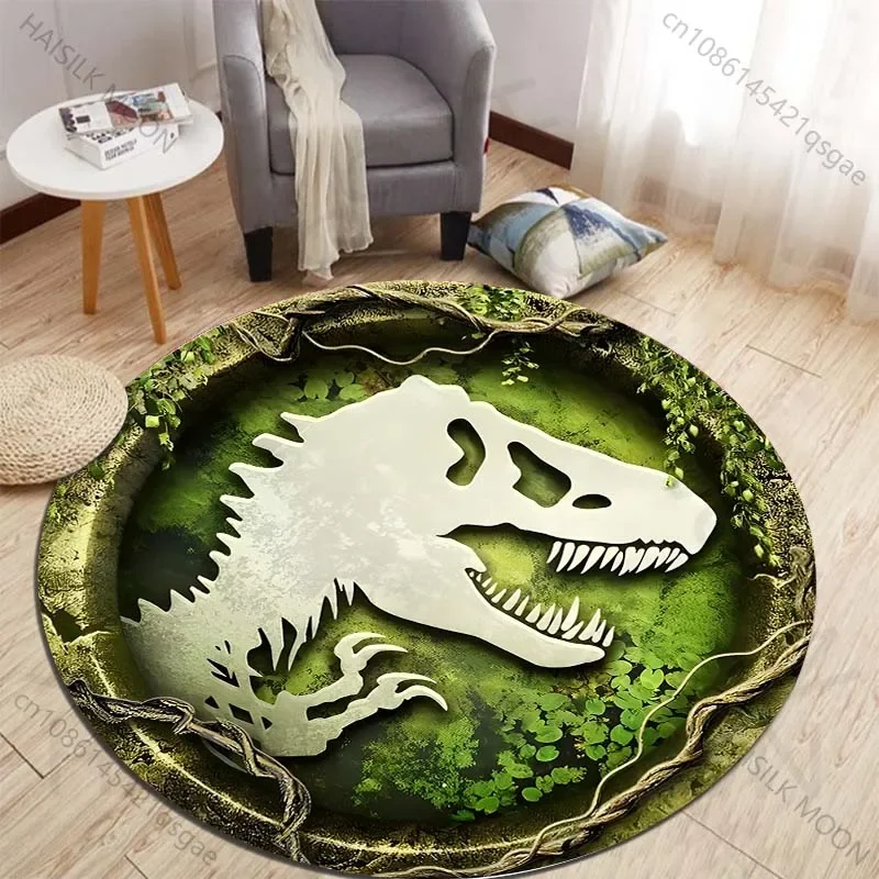 Kids Outdoor Mat - HD 3D 공룡 프린트 원형 러그,