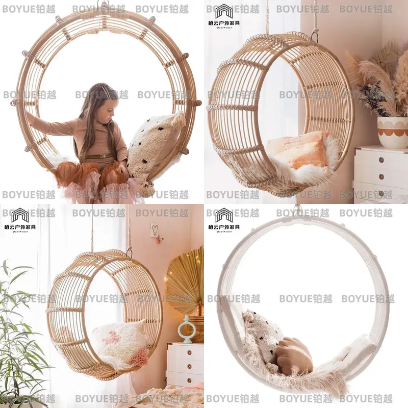 Kids Outdoor Hanging Chair - 야외 라탄 흔들의자, 침실용 해먹 그네,