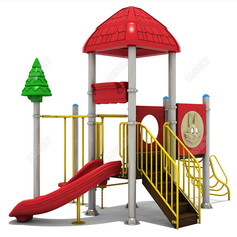 Kids Outdoor Area - 빨간색 플라스틱 어린이용 미끄럼틀 LLDPE 재질의