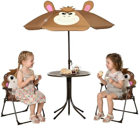 Kids Outdoor Table And Chairs With Umbrella - 어린이용 테이블 및 의자 세트 피크닉