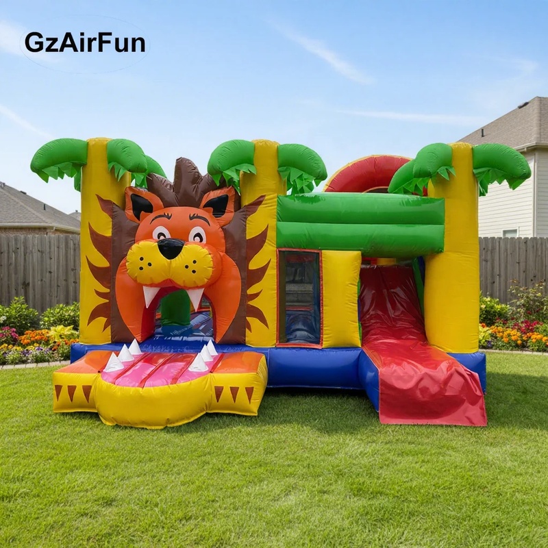 Kids Outdoor House With Slide - 맞춤형 상업용 야외 바운스 하우스 사자