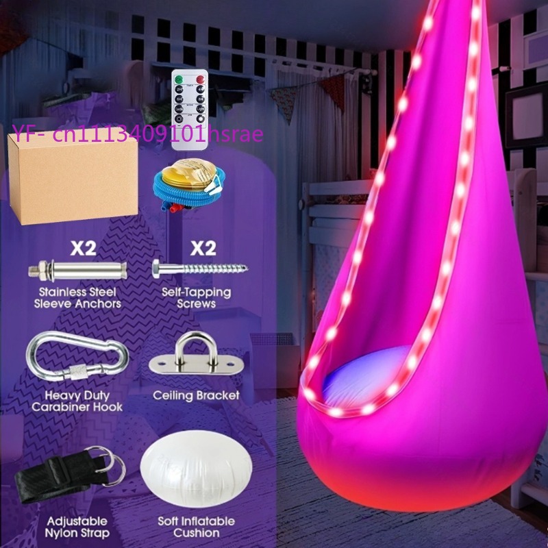 Kids Outdoor Hanging Chair - 빛나는 LED 풍선 해먹 휴대용 플러시