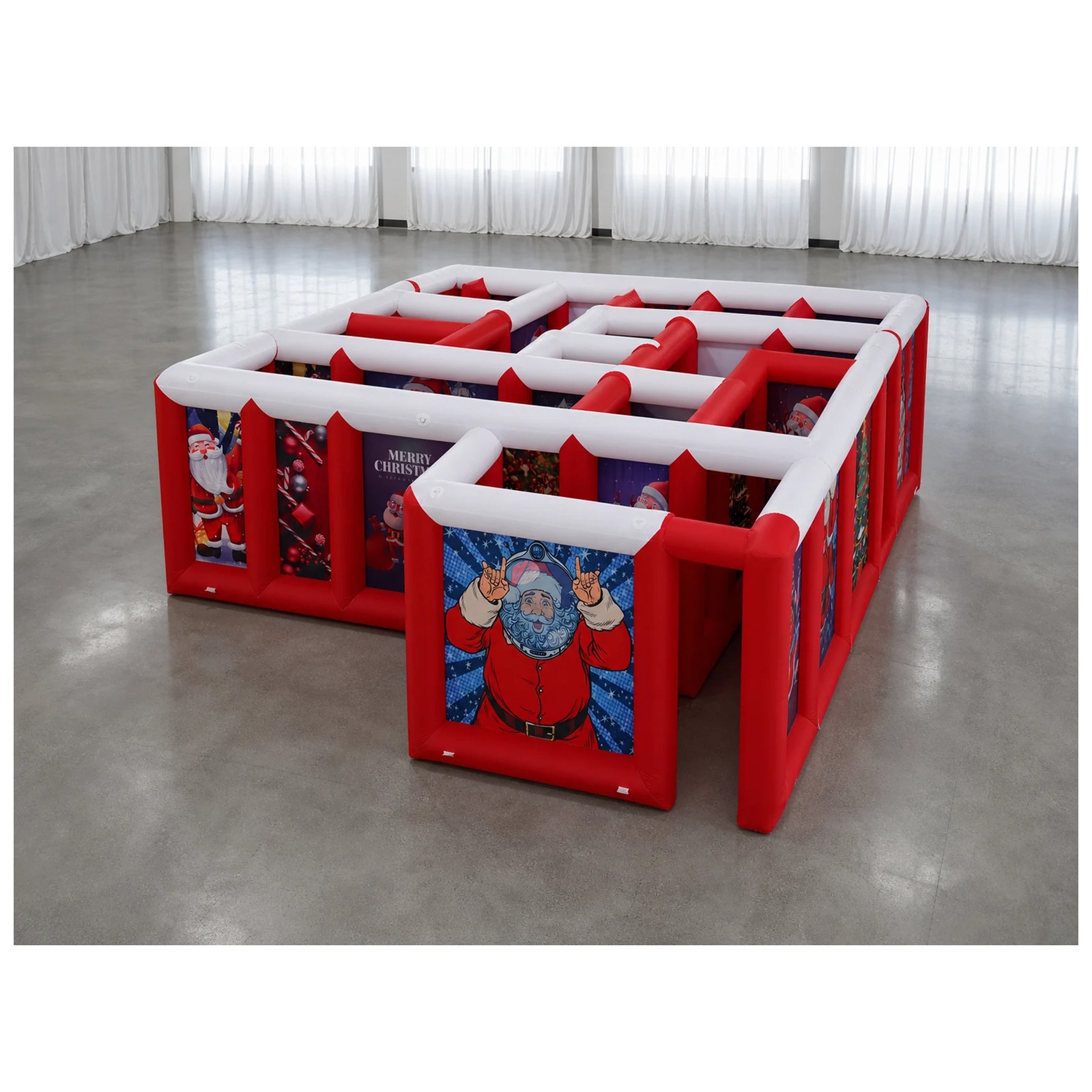 Outdoor Games For Kids - 대형 빨간색과 흰색 평평한 지붕의 에어바운스