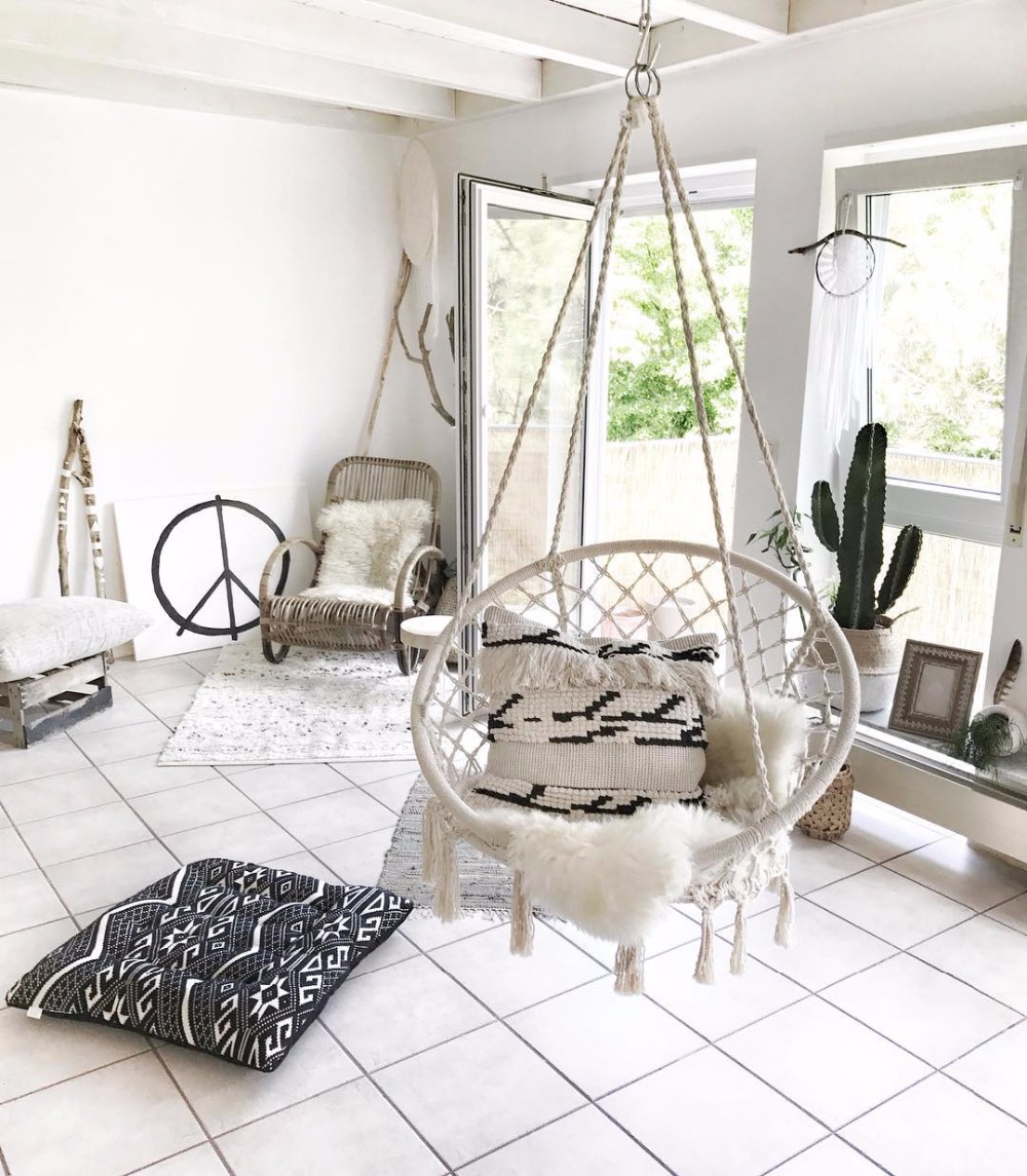 Kids Outdoor Hanging Chair - 2025 북유럽 정원 수제 니트 라운드