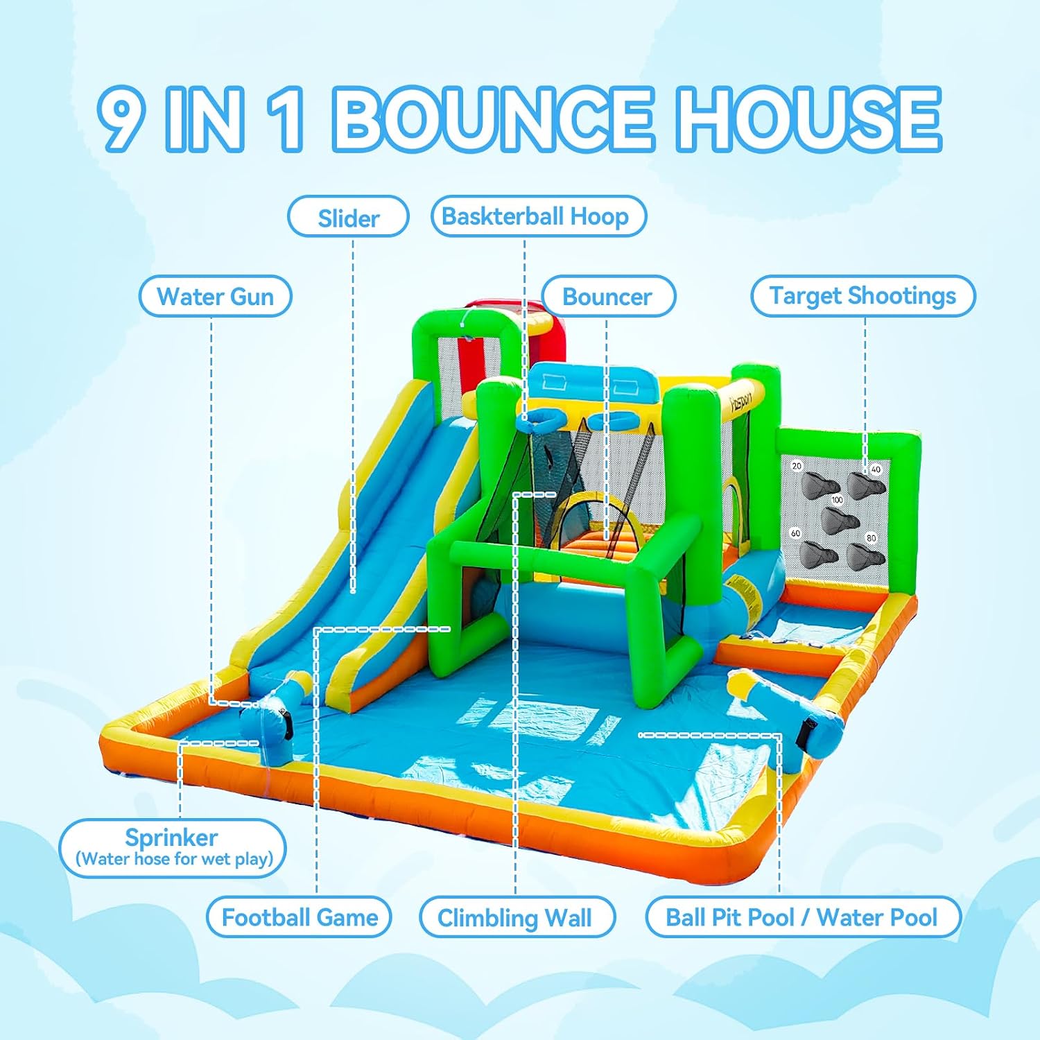 FBSPORT 에어바운스 워터슬라이드, 어린이용 실내외 - Kids Outdoor Inflatable Water Slide 리뷰 및 가격