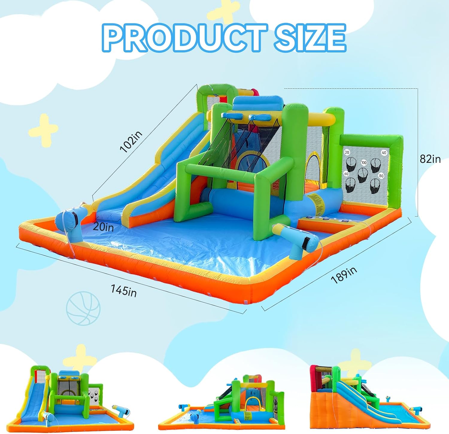 FBSPORT 에어바운스 워터슬라이드, 어린이용 실내외 - Kids Outdoor Inflatable Water Slide 리뷰 및 가격