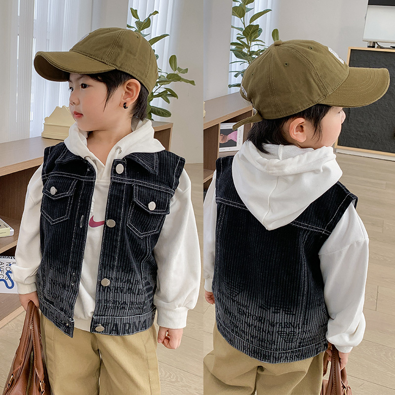 소년 블랙 데님 조끼 봄 가을 스타일 코튼 복장 아동  - Kids Outdoor Vest 리뷰 및 가격