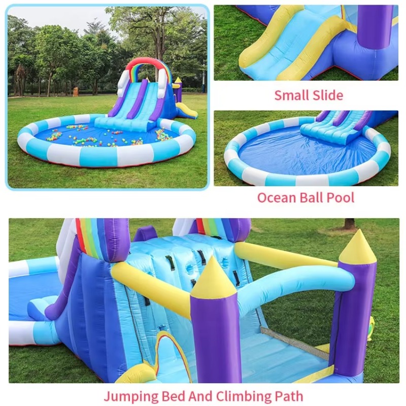거대 무지개 에어바운스 워터슬라이드 (어린이용 PVC  - Kids Outdoor Inflatable Water Slide 리뷰 및 가격