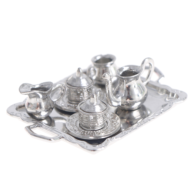 1/12 인형 집 미니어처 실버 금속 차 커피 트레이  - Kids Outdoor Kitchen Accessories 리뷰 및 가격