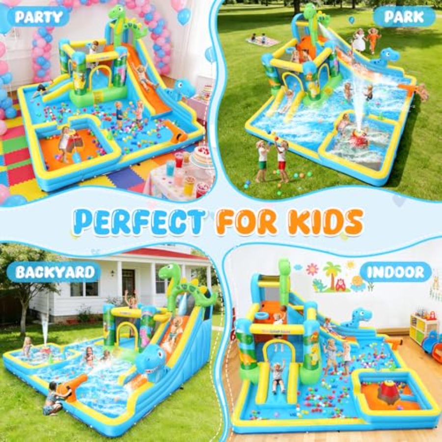 야외 마당용 풍선 워터 슬라이드: 공룡 테마 13-in - Kids Outdoor Inflatable Water Slide 리뷰 및 가격