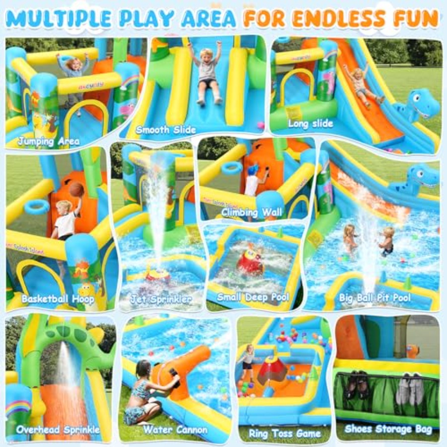 야외 마당용 풍선 워터 슬라이드: 공룡 테마 13-in - Kids Outdoor Inflatable Water Slide 리뷰 및 가격