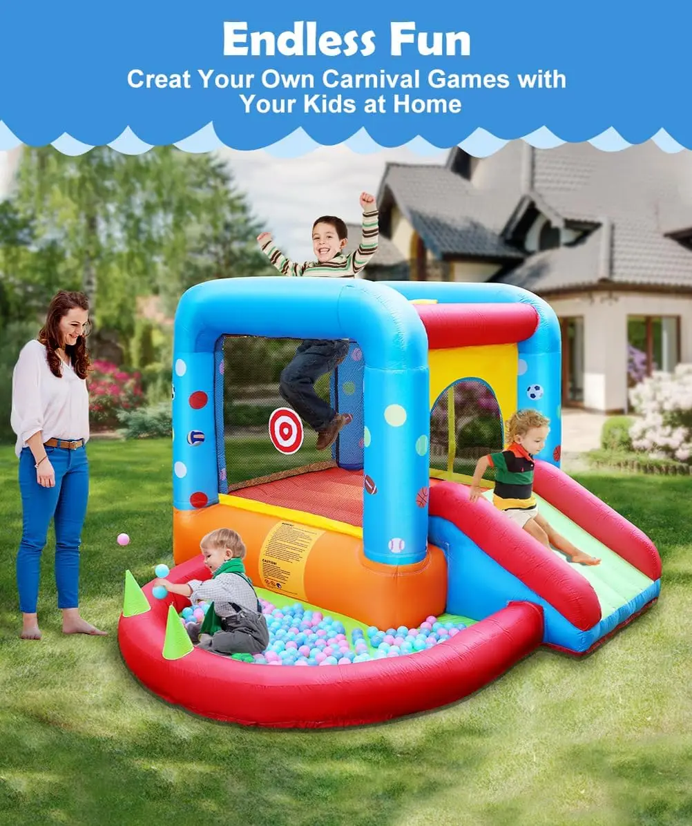 스텝4펀 에어바운스, 어린이용 성 모양 슬라이드 바운서 - Kids Outdoor Inflatable Water Slide 리뷰 및 가격