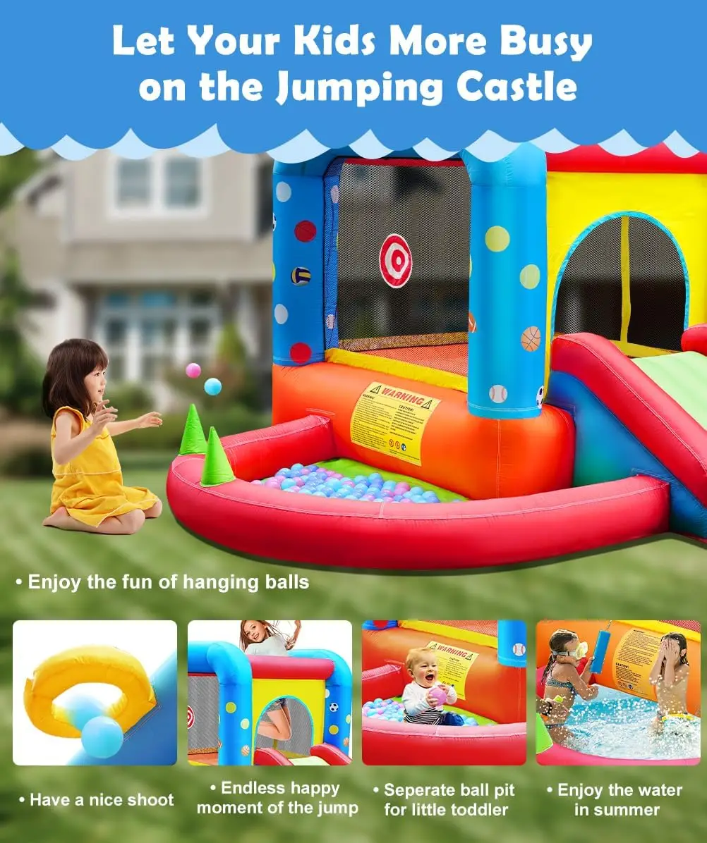 스텝4펀 에어바운스, 어린이용 성 모양 슬라이드 바운서 - Kids Outdoor Inflatable Water Slide 리뷰 및 가격