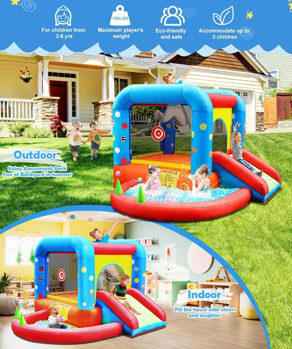 스텝4펀 에어바운스, 어린이용 성 모양 슬라이드 바운서 - Kids Outdoor Inflatable Water Slide 리뷰 및 가격