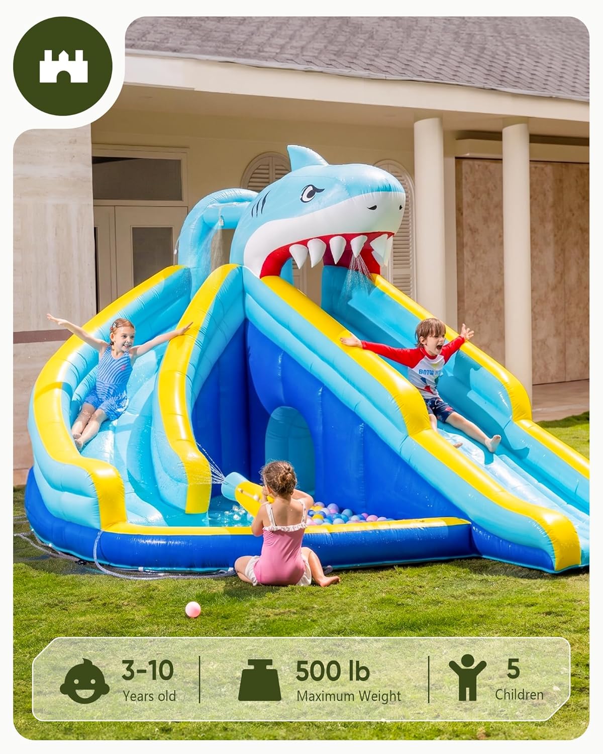 어린이용 에어바운스 워터슬라이드 (3~10세용, 수영장 - Kids Outdoor Inflatable Water Slide 리뷰 및 가격
