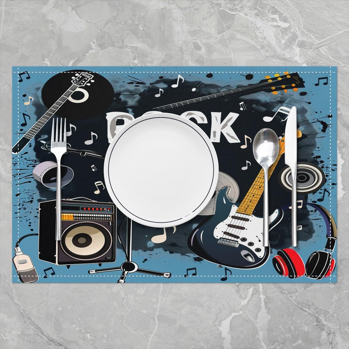 록 음악 플레이스매트 4개 세트 18x12인치 기타 음 - Kids Outdoor Mat 리뷰 및 가격
