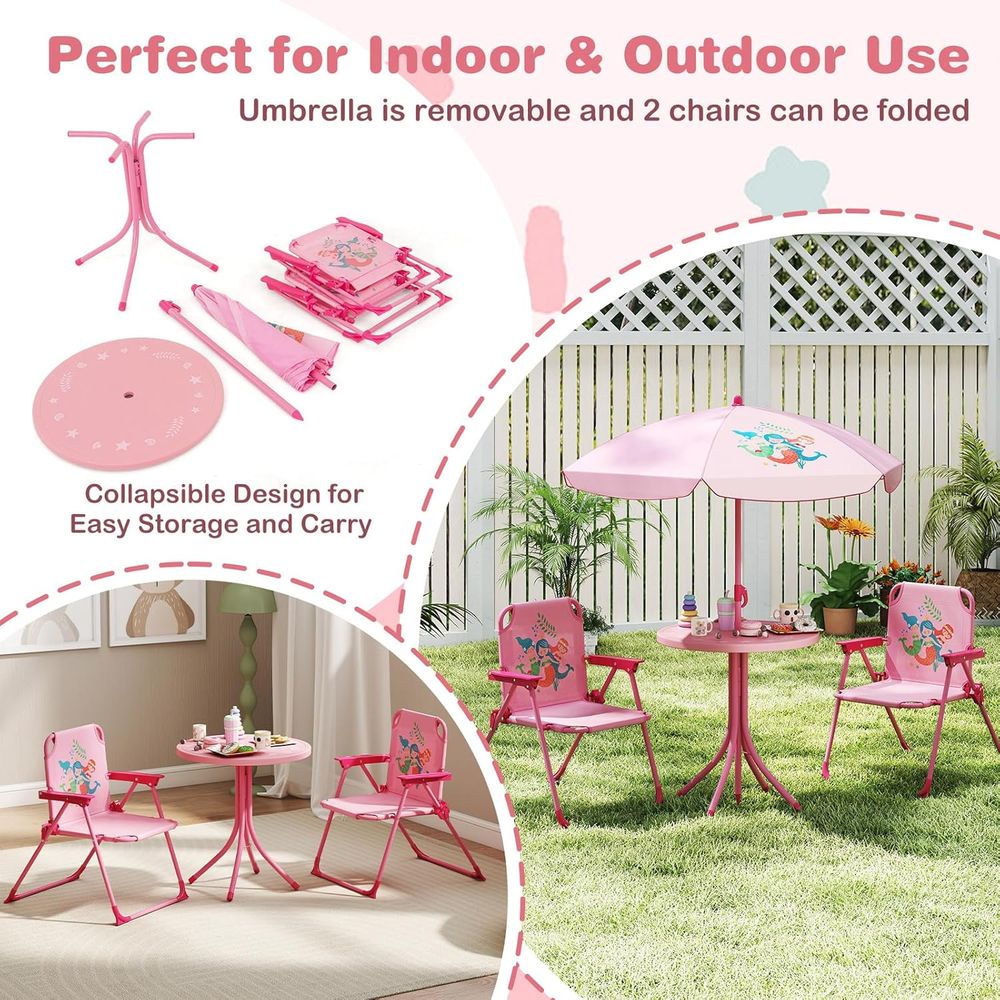 어린이 피크닉 테이블, 접이식 의자 2개가 있는 어린이 - Kids Outdoor Table And Chairs With Umbrella 리뷰 및 가격