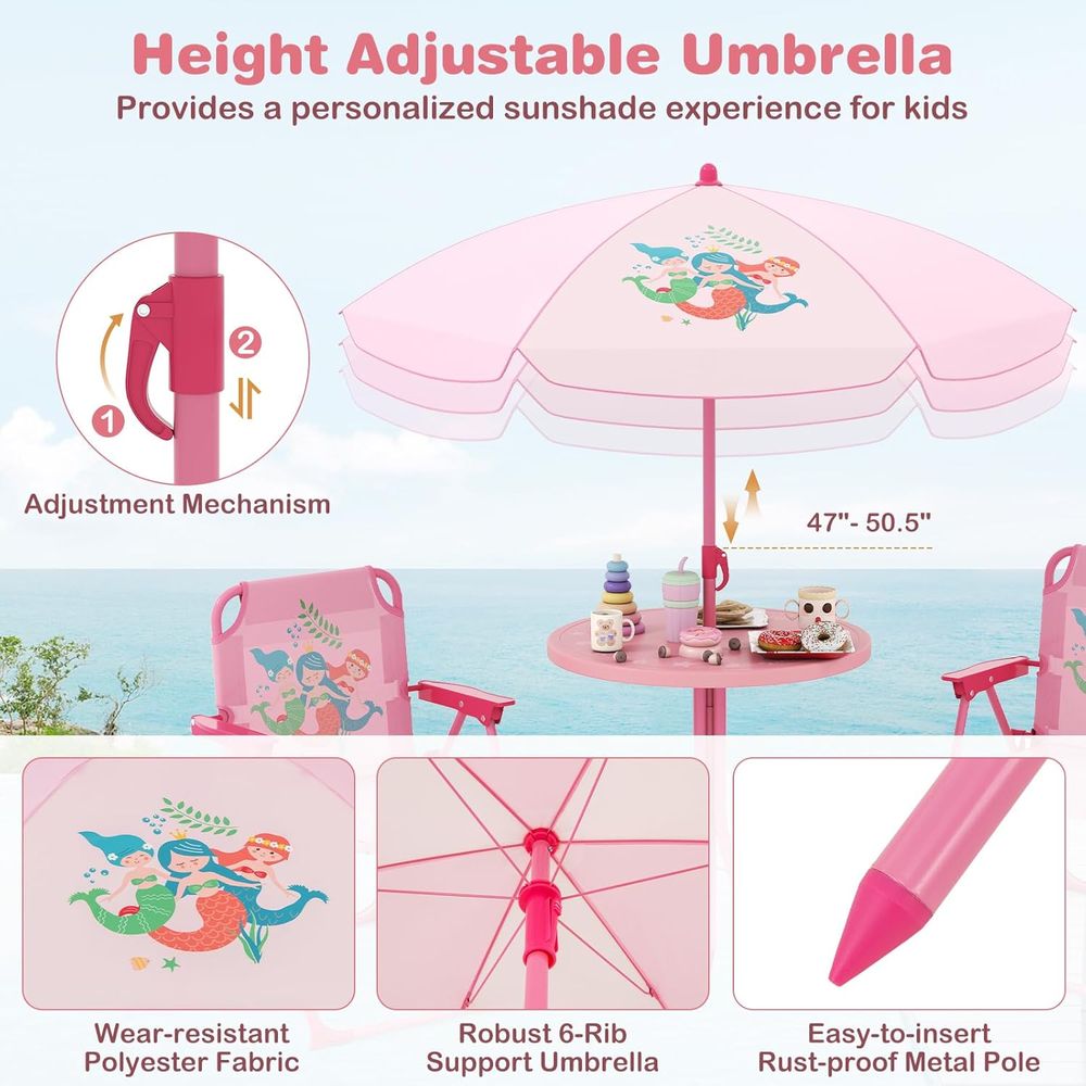 어린이 피크닉 테이블, 접이식 의자 2개가 있는 어린이 - Kids Outdoor Table And Chairs With Umbrella 리뷰 및 가격