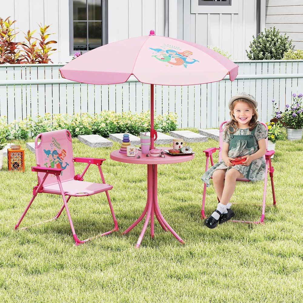 어린이 피크닉 테이블, 접이식 의자 2개가 있는 어린이 - Kids Outdoor Table And Chairs With Umbrella 리뷰 및 가격