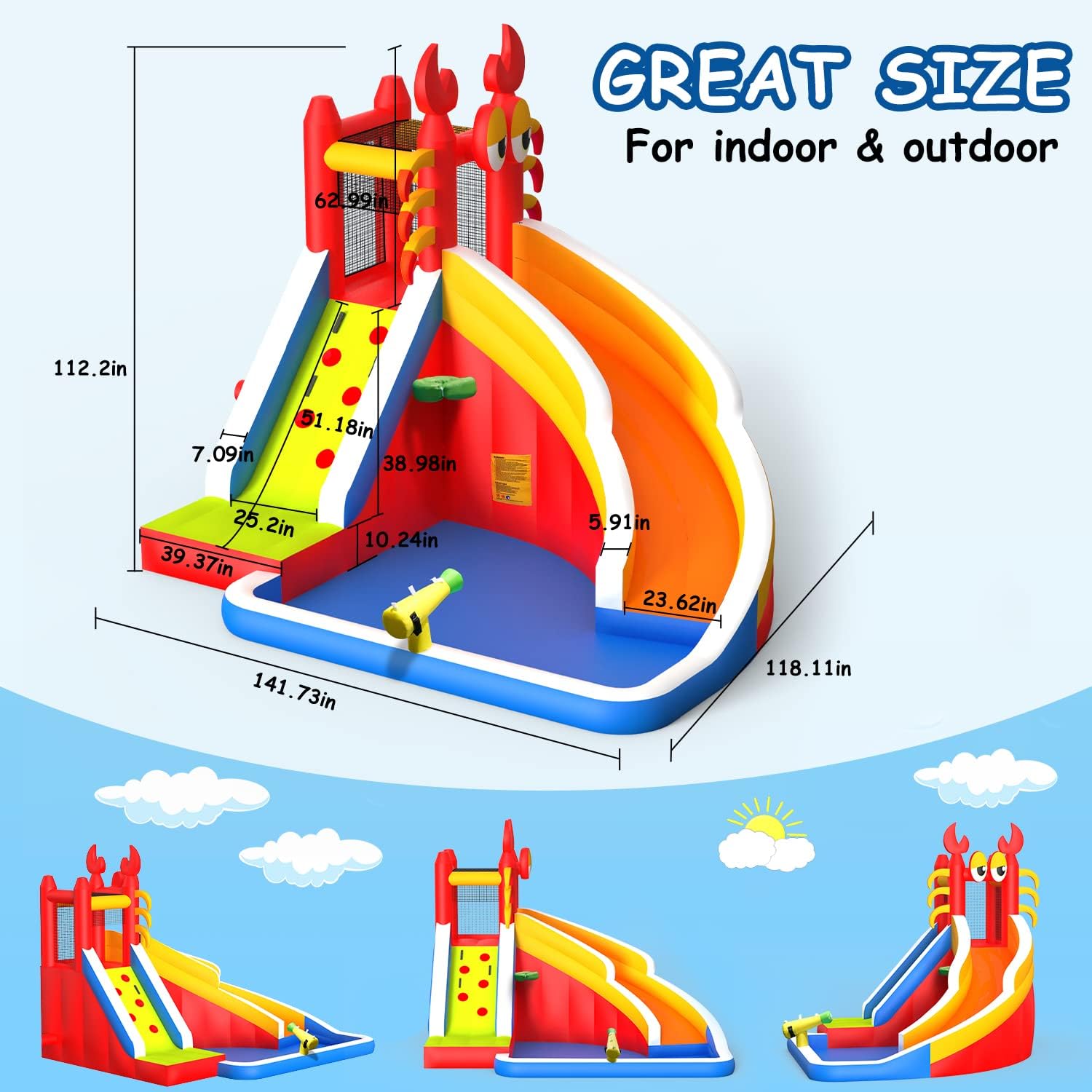 대형 어린이용 물 미끄럼틀 에어바운스 - 스플래시 풀, - Kids Outdoor Inflatable Water Slide 리뷰 및 가격