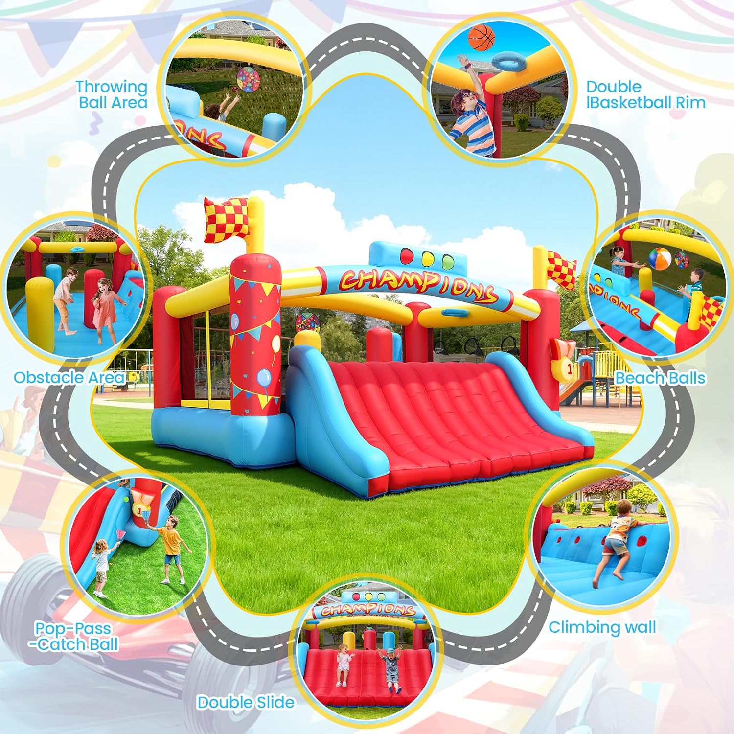 대형 어린이용 에어바운스, 13피트 야외용 에어바운스( - Outdoor Games For Kids 리뷰 및 가격