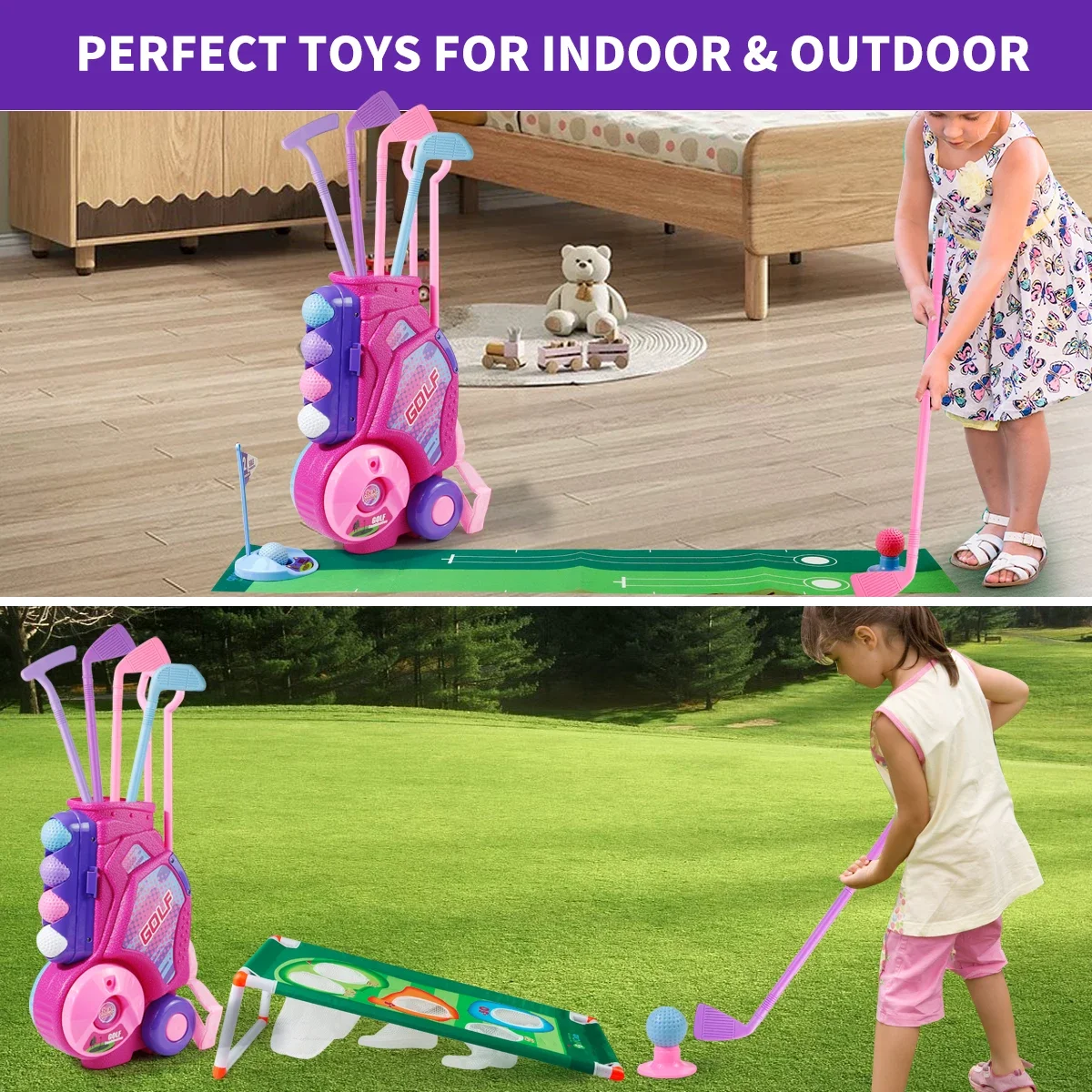 MQUDUO 키즈 골프 클럽 세트(휴대용 가방 카트,  - Kids Indoor Outdoor Cart 리뷰 및 가격